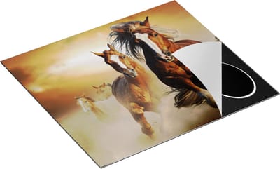 Chefcare Inductie Beschermer Wilde Paarden in het Zand - 60x50 cm - Afdekplaat Inductie - Kookplaat Beschermer - Inductie Mat