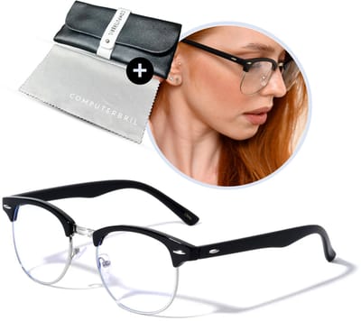 computerbril.shop® Vintage Computerbril - Zonder Sterkte - Zwart met zilver montuur - Blauw Licht Filter Bril - Blue Light Glasses - Beeldschermbril - Anti blauw licht - Unisex - Game bril - Bril tegen vermoeide ogen - Bril computer/tv schermen