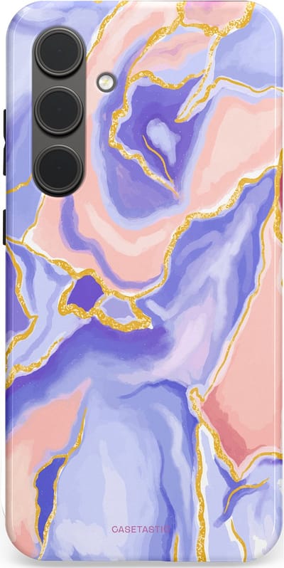 Casetastic hoesje geschikt voor Samsung Galaxy S24 Plus - Dubbellaagse bescherming - Riviergloed - Fashion Case - Lavendel Lichtgrijs Zand Lichtroze