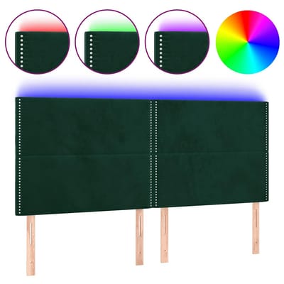 vidaXL Hoofdbord LED 180x5x118/128 cm fluweel donkergroen