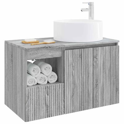 Ensemble de meubles de salle de bain 2 pièces Bois d'ingénierie Sonoma Gris