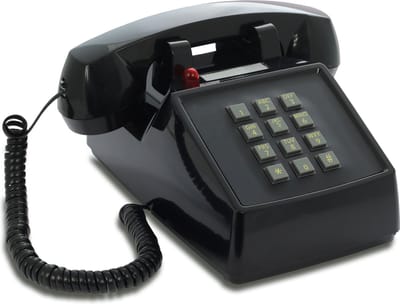 RETRO telefoon - mechanische rinkelbel - druktoets - zwart