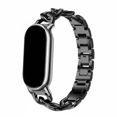 Stalen bandje - geschikt voor Xiaomi Mi Band 10 / 9 / 8 / Xiaomi Smart Band 10 / 9 / 8 - rvs staal met druksluiting - zwart