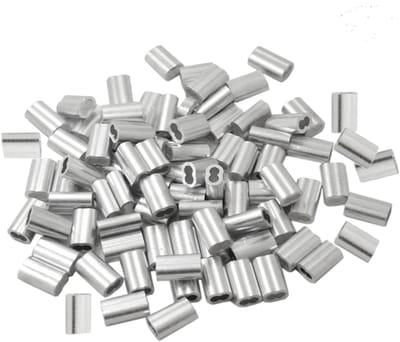 Set van 50 Aluminium Sleeves voor Draad en Touw, Dubbele Cord-End Ferrules, Ideaal voor Bevestigen en Beveiliging
