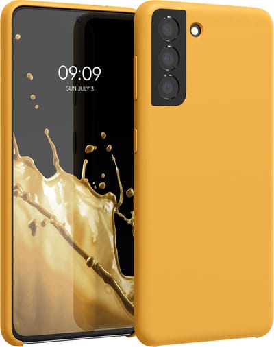 kwmobile telefoonhoesje geschikt voor Samsung Galaxy S21 - Hoesje met siliconen coating - Smartphone case in mango