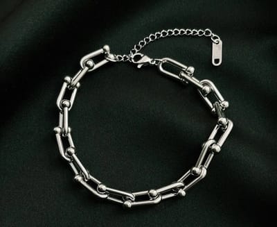 Style King - U Chain Schakelarmband van RVS - 17.5cm + 2.5cm