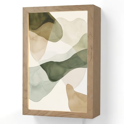 Wandlamp 20x30 cm - Oplaadbaar - Japandi - Abstract - Groen - Wandlampen binnen woonkamer - Slaapkamer lamp met kabel - Decoratieve nachtlamp - Vloerlamp snoer