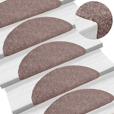 vidaXL - Trapmatten - Zelfklevend - 30 - stuks - 65x21x4 - cm - lichtbruin - Halfrond - Groot