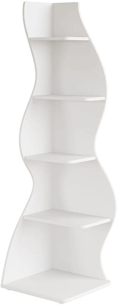 MAZAZU Hoekkast - Verstelbare Wandplanken – Meerdere Lagen – Wit – 50x48x179 cm