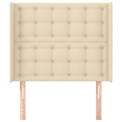 vidaXL - Hoofdbord - met - randen - 93x16x118/128 - cm - stof - crèmekleurig