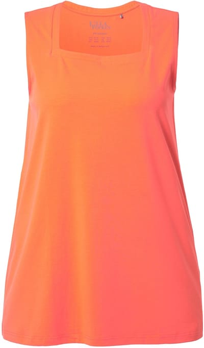 Ulla Popken - Dames - Longtop classic fit carréhals mouwloos - Rozenkoraal - Maat 42+