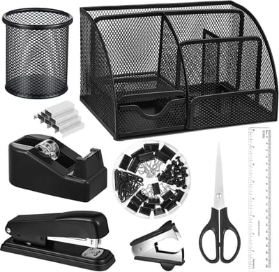 Bureau Organizer Set - Kantoor Opbergkit - Werkplek Organiseren - Complete Accessoires - 14D x 22B x 13H cm - Zwart