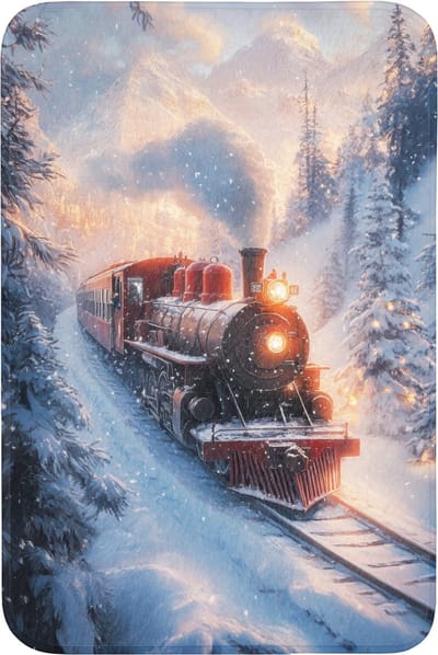 Badmat 60x90 cm - Antislip - Kersttrein - Sneeuw - Winter - Kerst - Badmatten voor badkamer - Badkamermat - Douchemat - Badkamer mat