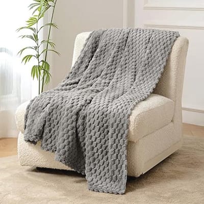 Zachte Fleece Knuffeldeken - Gezellige Microvezel Deken voor Kantoor, Stoel en Camping - 230 x 230 cm, Grijs