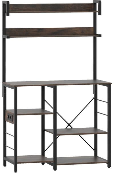 Magnetronkast - Keukenkast - Keukenrek Staand - Ovenkast - 90 x 40.5 x 147 cm - Organizers - Dubbele Draagplank - Aanrecht Organiser - Rustiek bruin