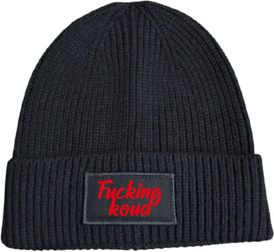 Fucking koud (cursief) wintermuts rib zwart | rood - soBAD. | Wintersport | Après ski verkleedkleren | Unisex | Heren en Dames Beanie