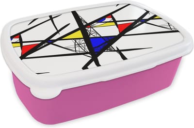 Broodtrommel Roze - Lunchbox - Brooddoos - Patronen - Abstract - Kunst - 18x12x6 cm - Kinderen - Meisje