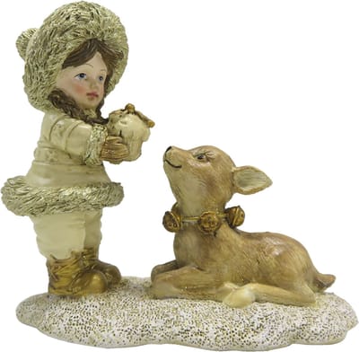 Clayre & Eef Beeld Kind 12 cm Goudkleurig Polyresin