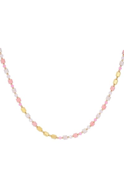 Ketting - Roze en goudkleurig stainless steel - Nikkelvrij - 39 cm (+5 cm)