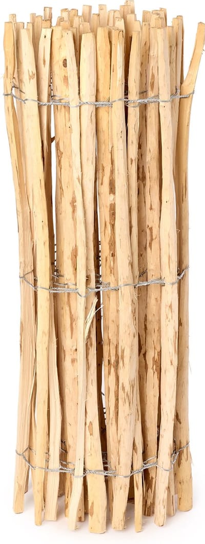 Garronda Tuinafscheiding met palen - 120 cm x 5 m - Hekwerk voor perken - Insteekhek - Rolborder – Houten Hek - Latafstand 7-8 cm – GD-MIS-Rollborder500