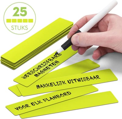 25 Whiteboard Magneten Balk 15 x 2,5 cm Groen - Herschrijfbaar