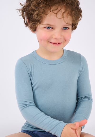 Damart - T-shirt met lange mouwen mix van Thermolactyl Sensitive - Kinderen - Blauw - 8 JAAR