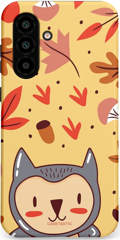 Casetastic hoesje geschikt voor Samsung Galaxy A36 / Samsung Galaxy A56 - Dubbellaagse bescherming - Uil in het woud - Fashion Case - Goud Terracotta Zand Rood