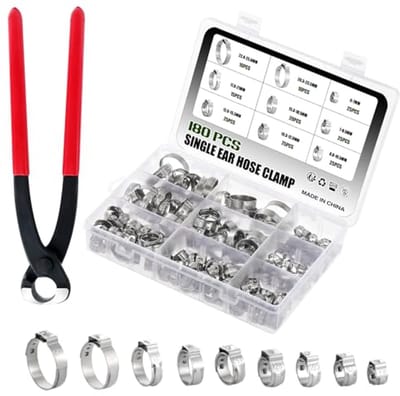 SnelShoppen - 180pcs RVS 304 Slangklemmen 6-25.6mm - 9 Maten - Duurzaam, Roestvrij Staal - Perfect voor Tuin, Keuken, Auto en Doe-Het-Zelf Projecten