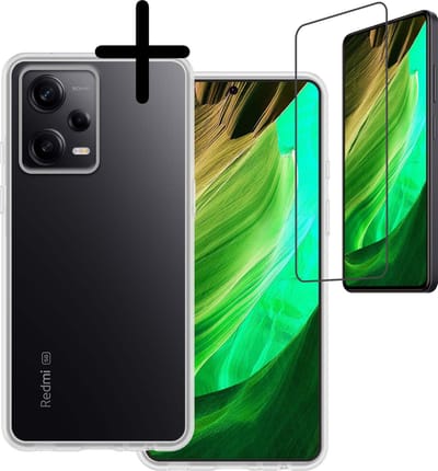 Hoesje Met Screenprotector - Geschikt voor Xiaomi Redmi Note 12 Pro+ - Sterk & Shockproof - Back Cover - Siliconen Case - Telefoon Hoes - Transparant
