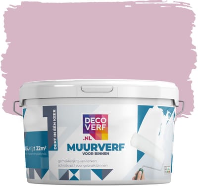 Decoverf muurverf mat lichtroze, 2.5L