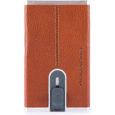 Piquadro, Piquadro, Porte-cartes en cuir, Système coulissant carré, Arancio, Unisexe