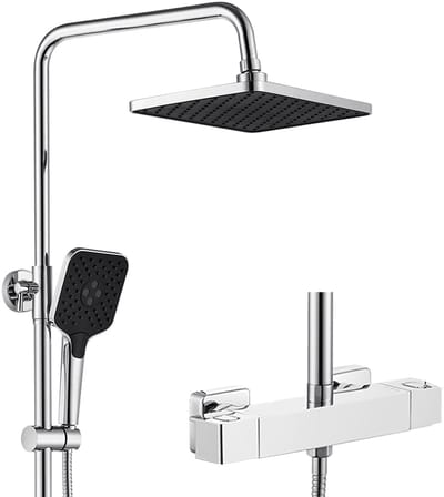 Auralum Max Regendouche - RVS Doucheset - Ø 30 cm XL Douchekop - Handdouche Met 3 standen - Inclusief thermostaatkraan - Regendoucheset - Waterbesparend - Chroom
