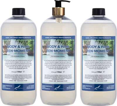 Body & Hair Zen Moment 1 liter met gouden pomp - set van 3 stuks - 2 in 1 voor lichaam en haar - voordeelverpakking