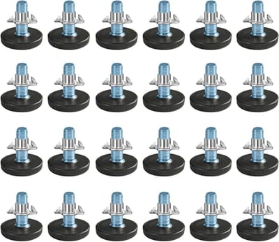 24 STKS M8 Draad Verstelbare Meubels Levelers Schroef in Schroef, Stalen Schroefvoeten Nivellerende Benen Schroef Op w/T-Moeren Glijden voor Tafel, Stoel, Meubelbeen (M8-draad)..