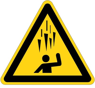 Vallende ijspegels waarschuwingsbord - W039 | gecoat dibond materiaal | 15 cm