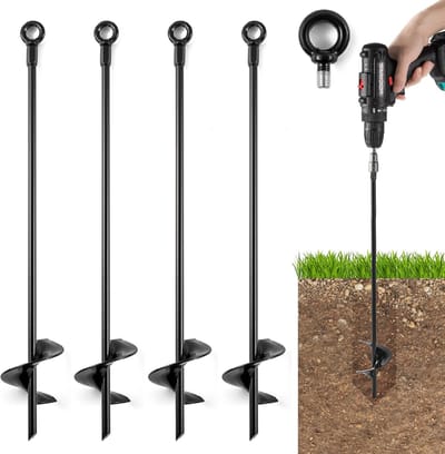 4 stuks 46 cm grondankers voor zware omstandigheden bij harde wind - grondpennen met schroefbevestiging voor stacaravans, schommels, tenten, carports en tuinhuisjes