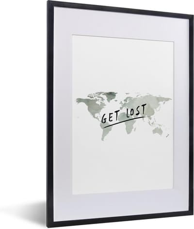 Poster in lijst - Fotolijst 30x40 cm - Posters - Wereldkaart - Quotes - Aquarelverf - Posterlijst zwart - Decoratie - Wanddecoratie woonkamer - Muurdecoratie slaapkamer