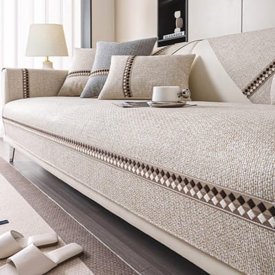 Katoen Linnen Woonkamer Bankhoes Vier Seizoenen Universeel Antislip Modern Eenvoudig Effen Kleur Kussen Luxe Ruit Bankhoes 30x50cm pillowcase
