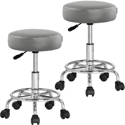 Casaria Kruk op Wielen - 2 Stuks Draaibaar Hoogte 51-65 cm – Grijs