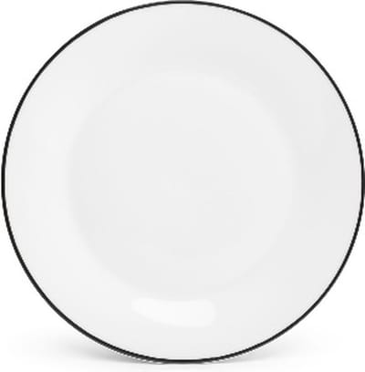 BonBistro Plat bord 20cm black rim Basic White (Set van 6)