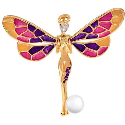 Broches Fées Libellules Pour Femmes Couleur Mignon Coloré Émail Insecte Figure Fête Décontracté Épingles de Broche Cadeaux Amis beige