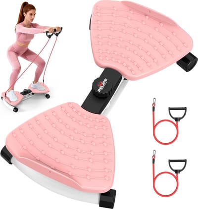 Twist Disc - Heupdraaier Sportapparaat - Kern Training - Met Elastieke Banden - 136KG Draagvermogen - Roze