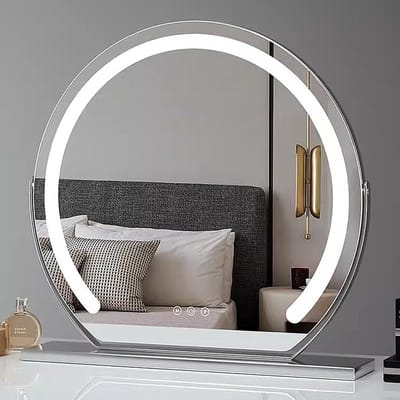 Make-upspiegel - Verlichte spiegel - Make-up aanbrengen - 360 graden draaibaar - 38x42cm - Zilver