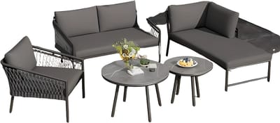 Tuinmeubelset - Loungeset - Tuinlounge Lounge Set - Lounge Set - Voor Tuin, Terras & Balkon - Moderne Buitenbankstel met Handgeweven Design - Inclusief Kussens - Kaki Kleur