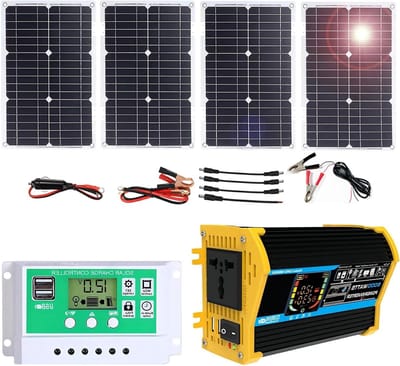 Zonnepaneelset Camper - Energie Set - Off-Grid Stroom - Lichtgewicht Omvormer - 100W - Zwart