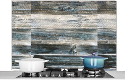 Spatscherm keuken 120x80 cm - Kookplaat achterwand Vintage - Patroon - Hout - Muurbeschermer - Spatwand fornuis - Hoogwaardig aluminium