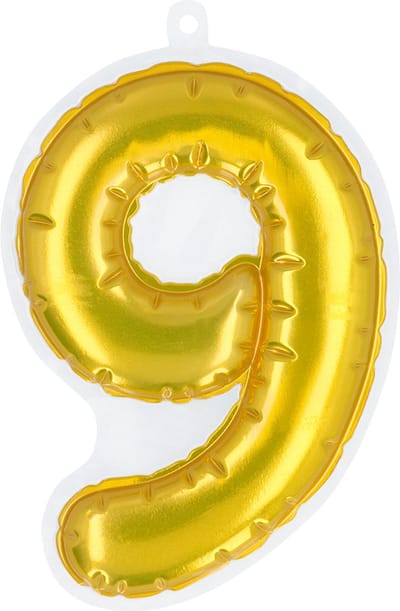 Boland - Sticker Folieballon '9' goud Goud - Black & Gold - Black & Gold - Verjaardag - Jubileum - Raamsticker - NYE
