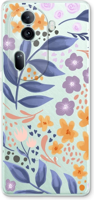 Case Company® - Hoesje geschikt voor Oppo Reno 11 Pro hoesje - Flowers with blue leaves - Soft Cover Telefoonhoesje - Bescherming aan alle Kanten en Schermrand