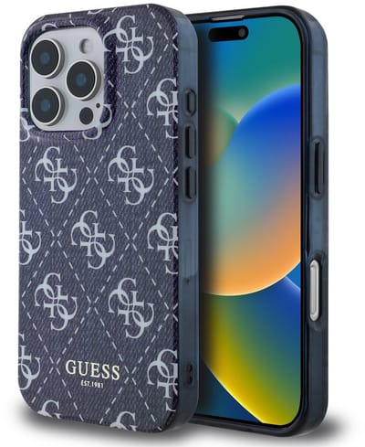 Guess IML Denim Effect geschikt voor iPhone 16 Pro Max hoesje met MagSafe - Blauw