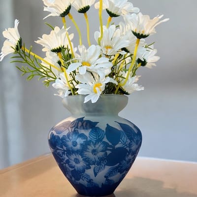 Seta Fiori - Gallé vaasje met kunst margrietjes